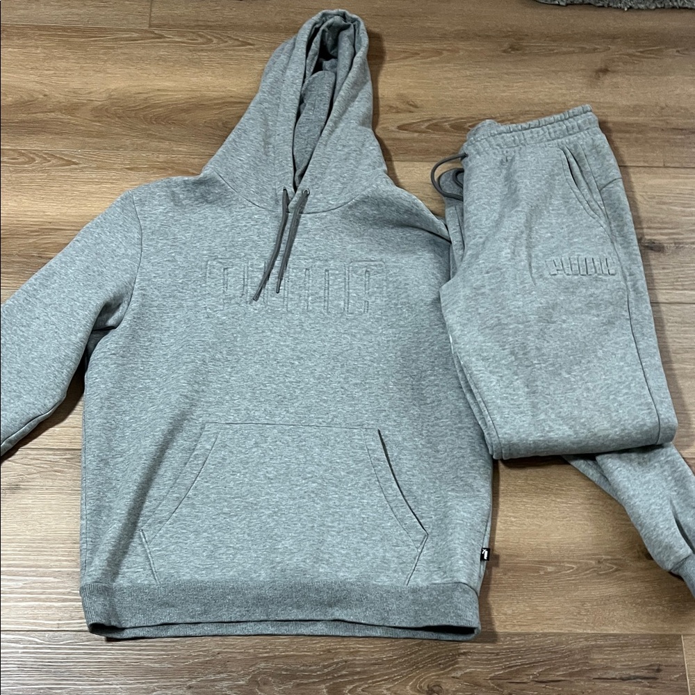 Puma Gray Track Pants & Hoodie Set